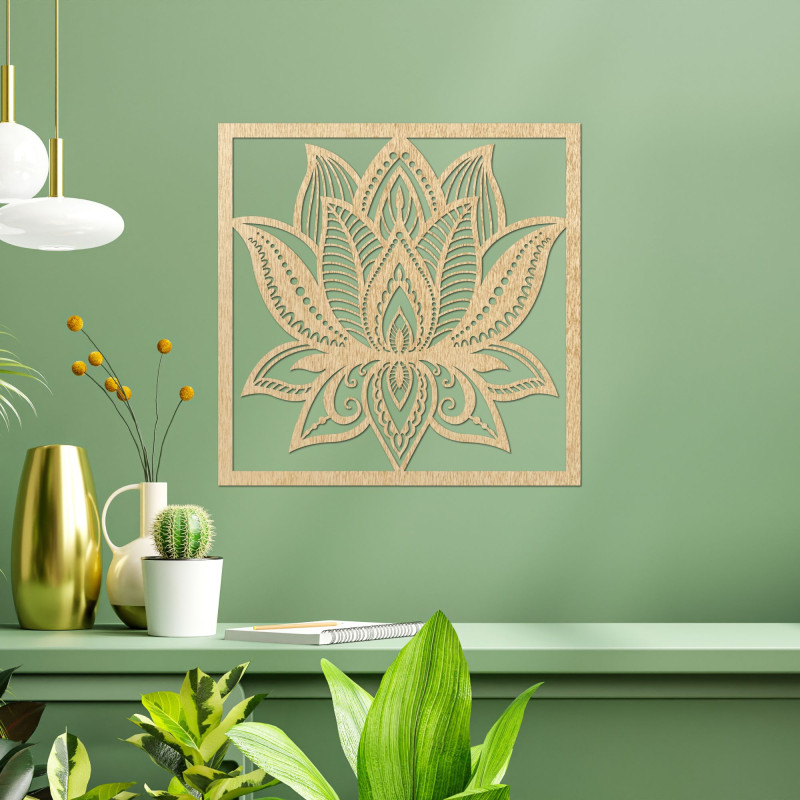 Mandala floare de lotus design de perete pătrat - ALAKSTRA