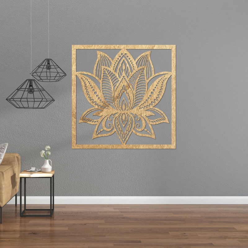 Mandala floare de lotus design de perete pătrat - ALAKSTRA