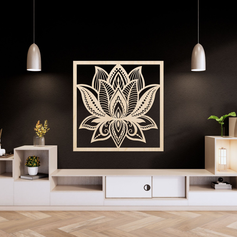 Mandala floare de lotus în design pătrat elegant - ALAKSTRA