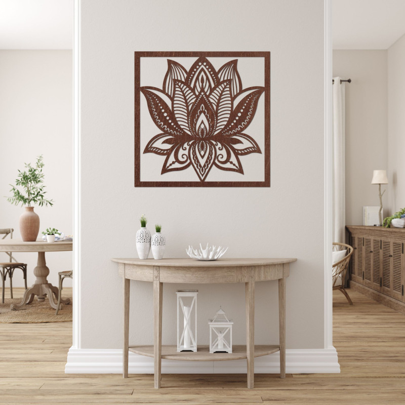 Mandala floare de lotus design de perete pătrat - ALAKSTRA