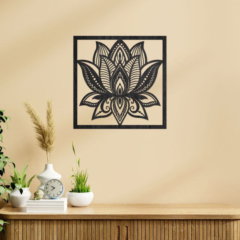 Mandala floare de lotus design de perete pătrat - ALAKSTRA