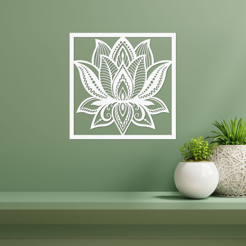 Mandala floare de lotus design de perete pătrat - ALAKSTRA