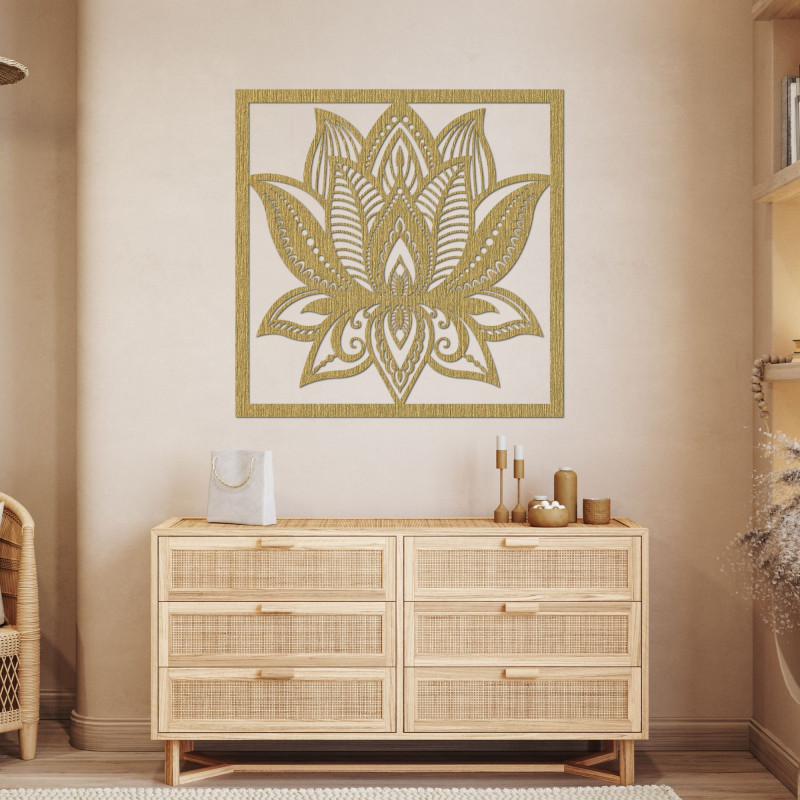 Mandala floare de lotus design de perete pătrat - ALAKSTRA