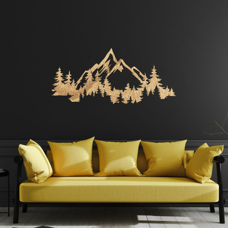 Munți și păduri maiestuoase într-o ilustrație decorativă delicată