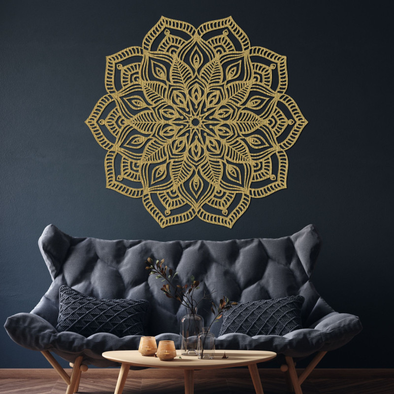 Mandala elegantă din lemn ca decor de perete plin de armonie și pace