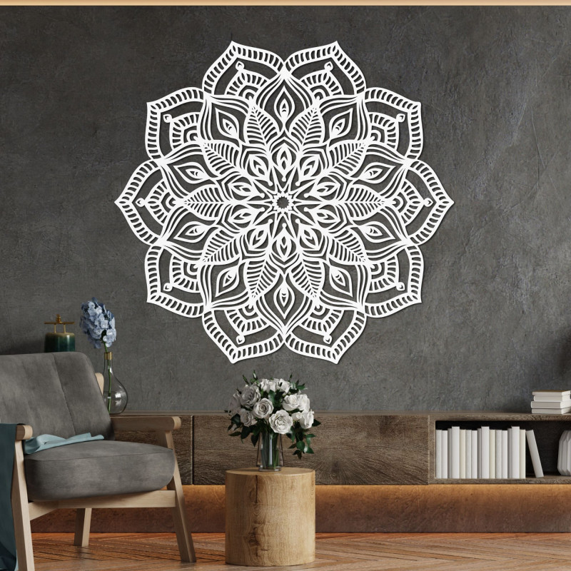 Mandala elegantă din lemn ca decor de perete plin de armonie și pace
