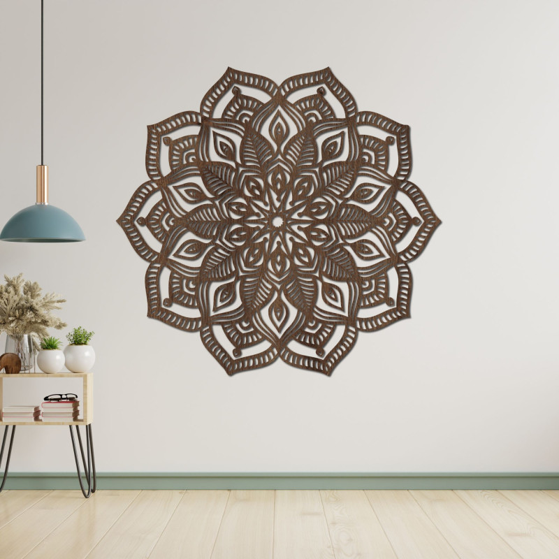 Mandala elegantă din lemn ca o decorațiune luxoasă de perete plină de armonie și pace