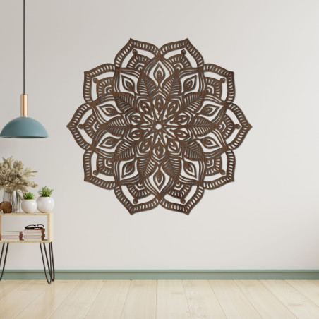 Mandala elegantă din lemn ca o decorațiune luxoasă de perete plină de armonie și pace