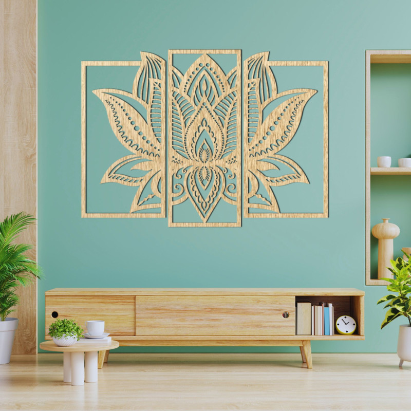 Decor impresionant din lemn cu flori de lotus - PURUS