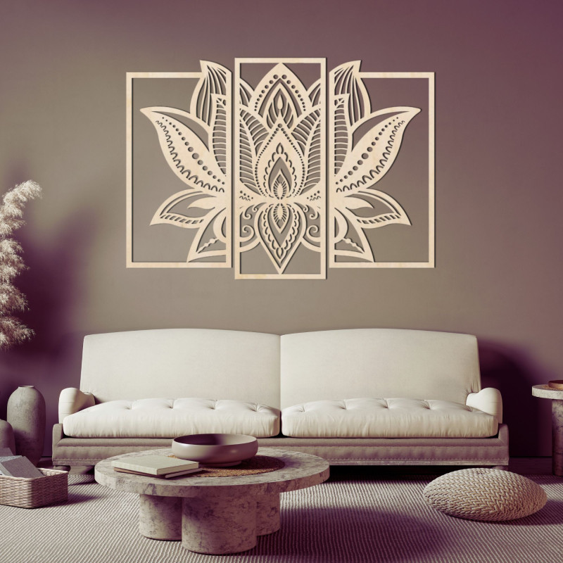 Impresionantă floare de lotus decorativă din lemn - PURUS