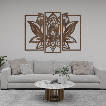 Pictură de lotus din lemn - decorațiune elegantă de perete pentru interior