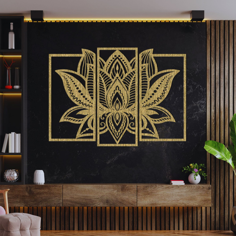 Decor impresionant din lemn cu flori de lotus - PURUS