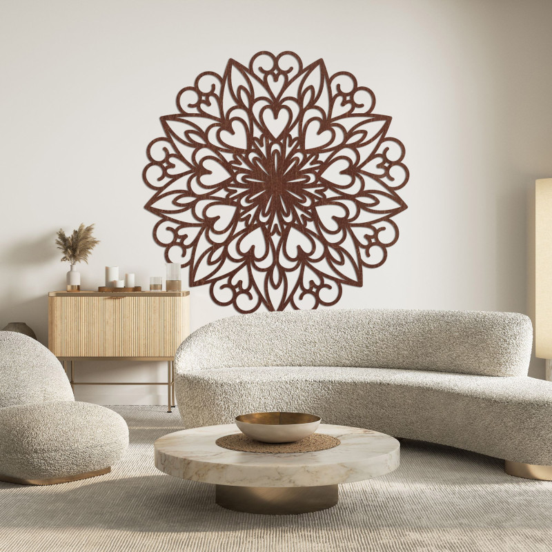 Mandala sculptată, decorațiuni de perete din lemn - FARLIKT