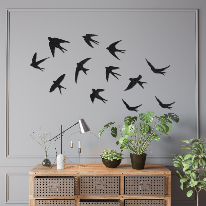 Decorațiuni din lemn cu păsări zburătoare - FLOCK