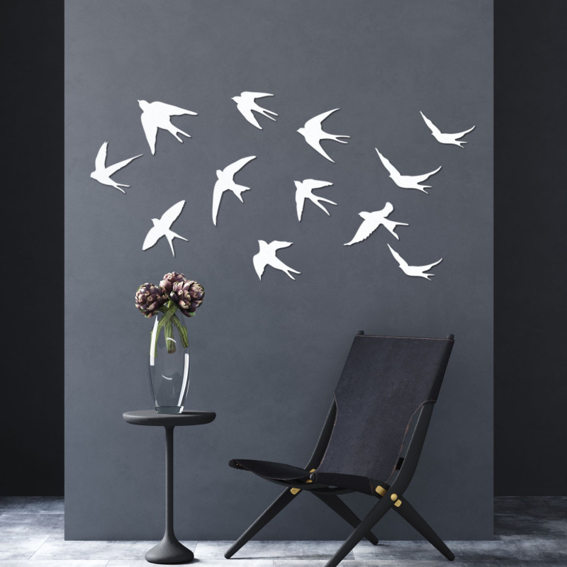 Decorațiuni din lemn cu păsări zburătoare - FLOCK