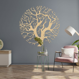 Imagine de perete din lemn a unui copac într-un cerc -... 2