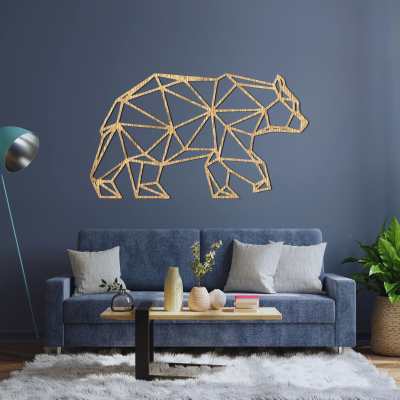 Urs geometric din lemn pentru decorațiuni de perete - URSUS