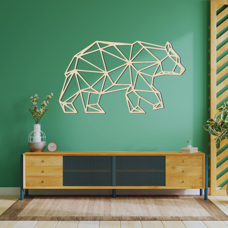 Urs geometric din lemn pentru decorațiuni de perete - URSUS