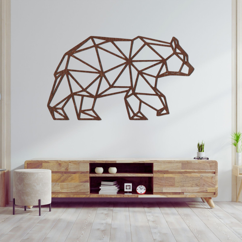 Urs geometric din lemn pentru decorațiuni de perete - URSUS