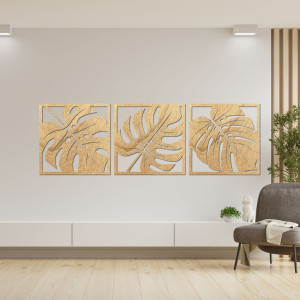 Decorațiune murală din lemn cu monstera - SALAS