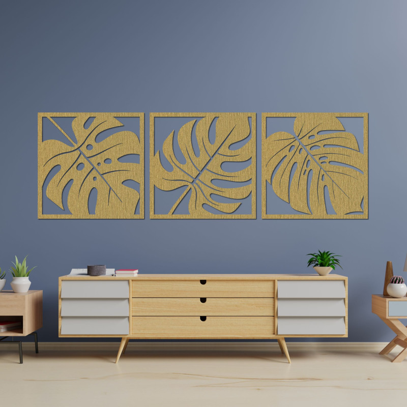 Decorațiune murală din lemn cu monstera - SALAS