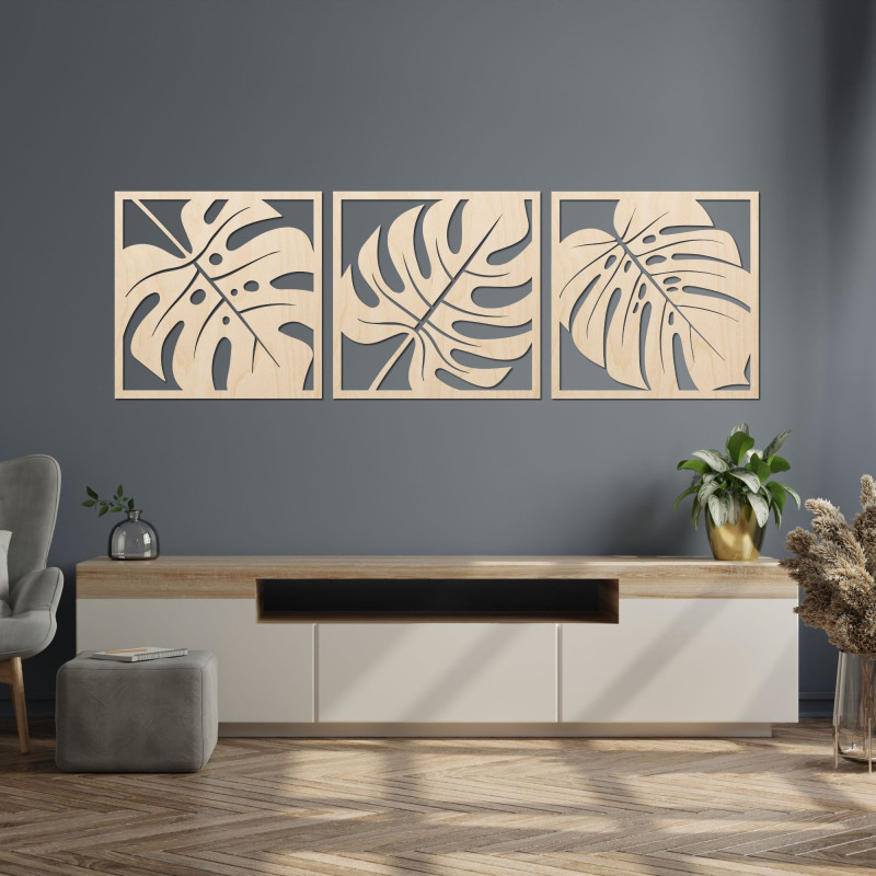 Decorațiune murală din lemn cu monstera - SALAS