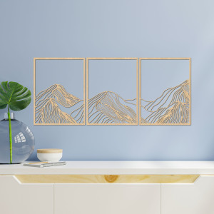 Decorațiune murală cu trei piese cu flori - un tablou modern pentru sufragerie, cu un design natural. 2