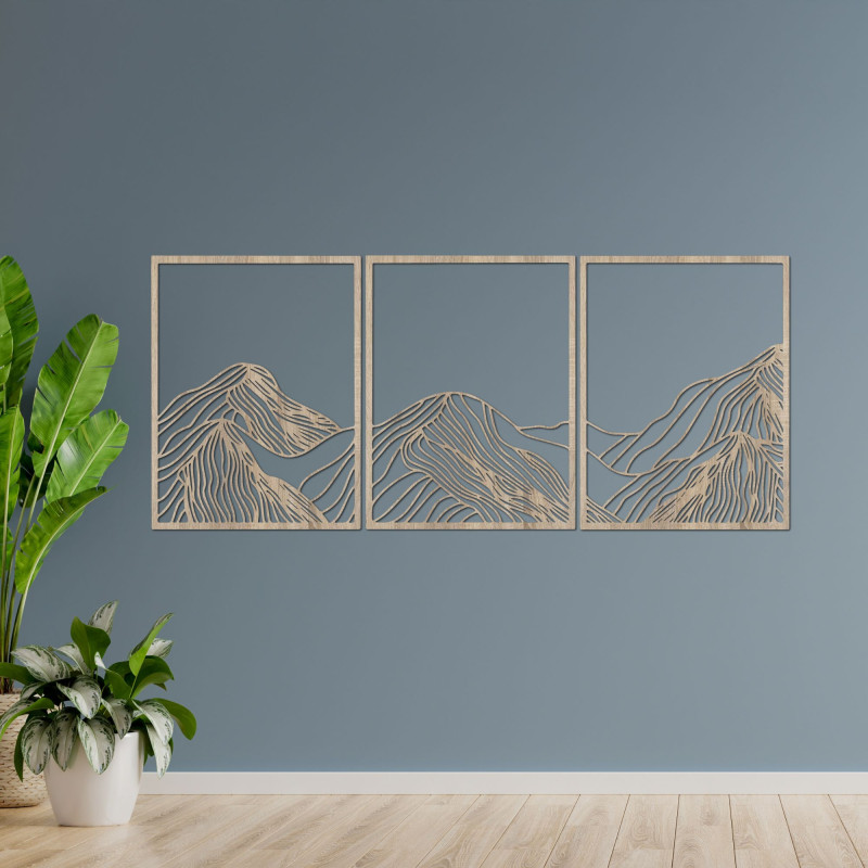 Decorațiune murală cu trei piese cu flori - un tablou modern pentru sufragerie, cu un design natural.