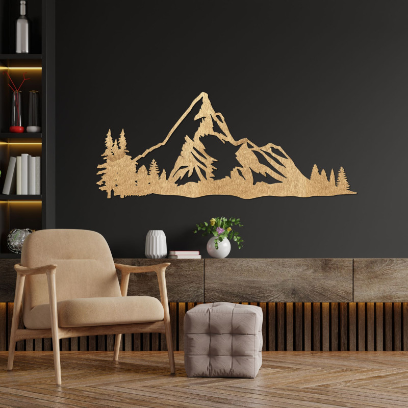 Decorațiune murală din lemn Munți Majestic - MAGNUS