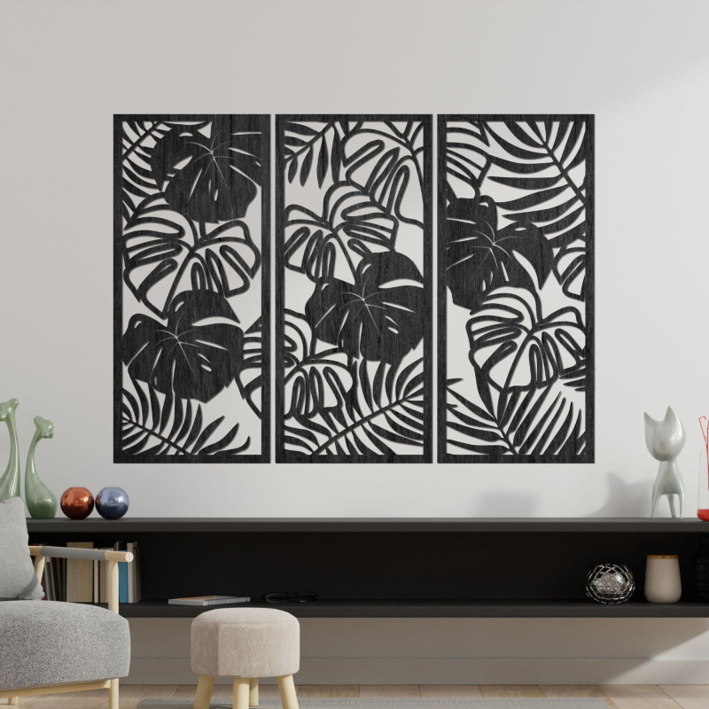 Decorațiune murală elegantă cu motiv exotic de frunze