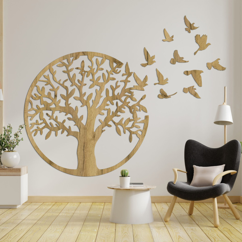 Tablou din lemn Copacul vieții: Panou decorativ rustic pentru casă