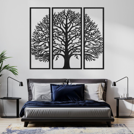 Decorațiune de perete din lemn din trei piese, exclusivă, pomul vieții - DIVISA