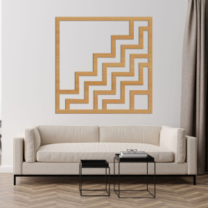Decorațiune murală modernă din lemn cu un design geometric în zig-zag impresionant