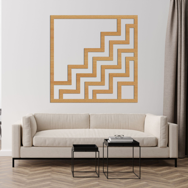 Decorațiune murală modernă din lemn cu un design geometric în zig-zag impresionant