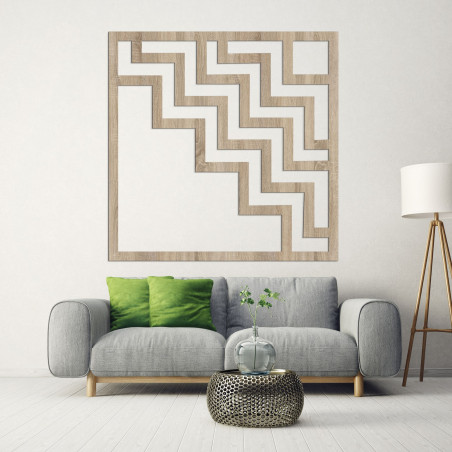 Decorațiune murală geometrică din lemn, decor maro, cu un model abstract modern