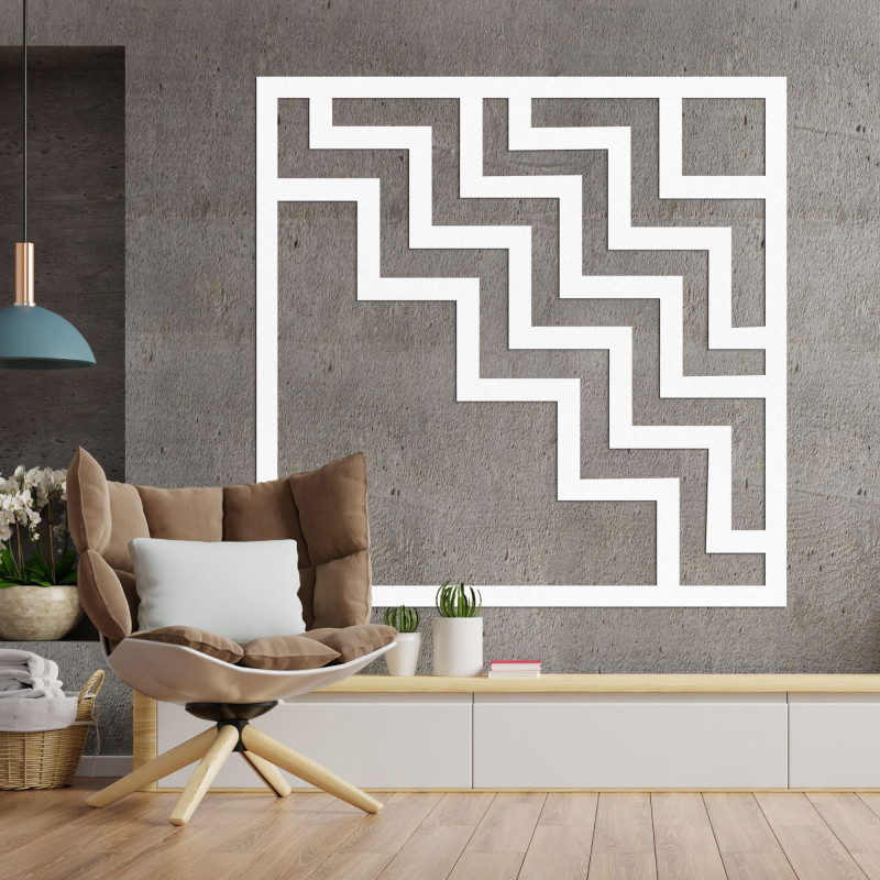 Decorațiune murală modernă din lemn cu un design geometric în zig-zag impresionant