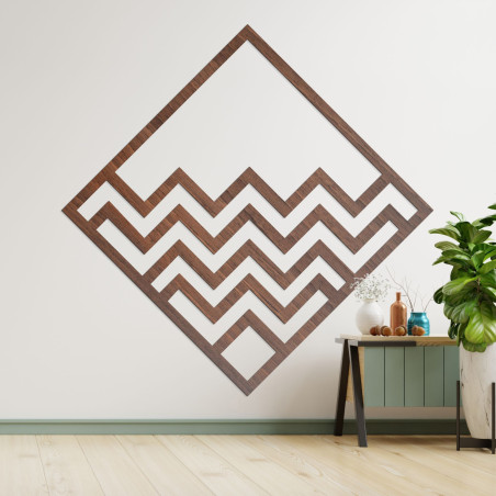 Decorațiune geometrică de perete din lemn, decor maro, cu un model abstract modern