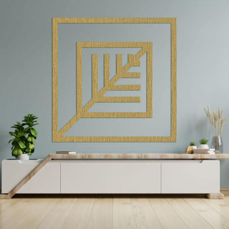 Decor din lemn pătrat cu frunze - ATALY