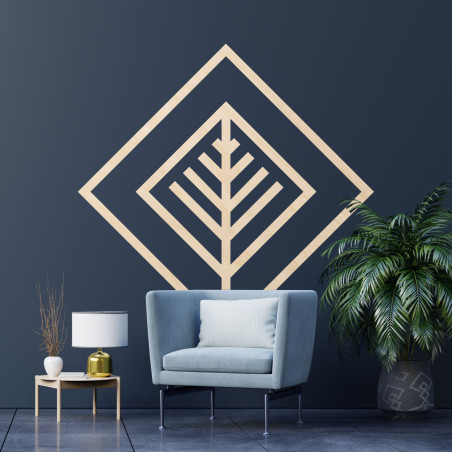 Decor din lemn pătrat cu frunze - ATALY