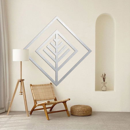 Decor din lemn pătrat cu frunze - ATALY