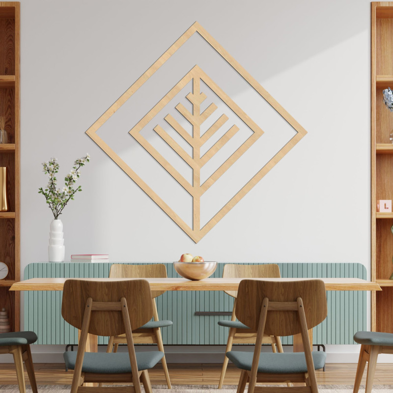 Decorațiune murală geometrică modernă din lemn pentru un interior elegant
