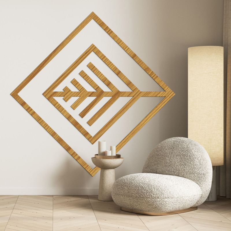 Tablou geometric din lemn cu design minimalist pentru perete