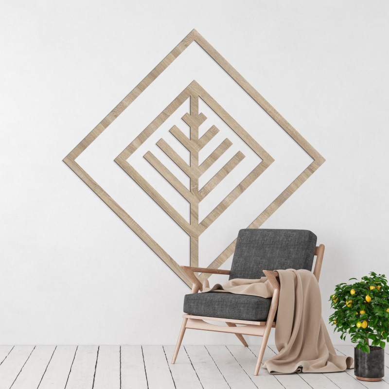 Decorațiune murală geometrică modernă din lemn pentru un interior elegant
