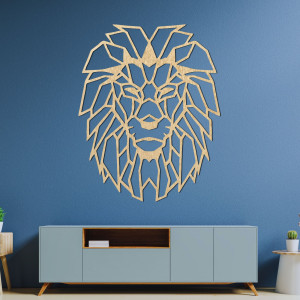 Decorațiune murală geometrică din lemn cu siluetă de leu - LEONIS 2
