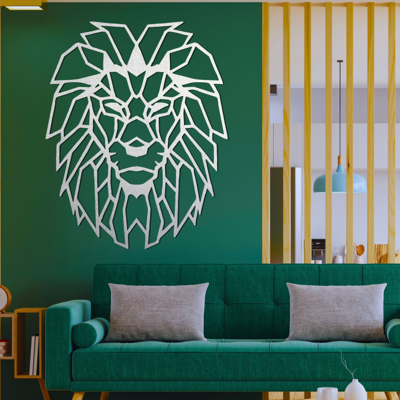 Leu geometric din lemn - decorațiune murală modernă