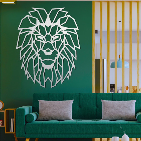 Leu geometric din lemn - decorațiune murală modernă
