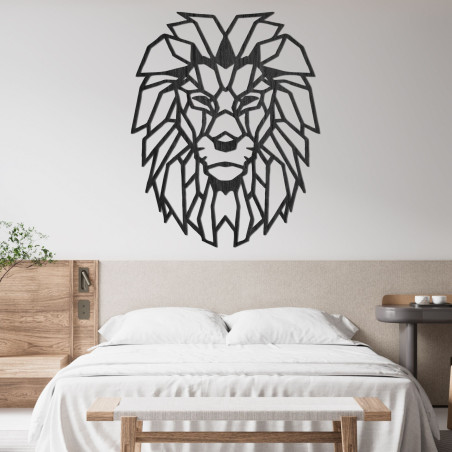 Decorațiune murală geometrică din lemn cu siluetă de leu - LEONIS