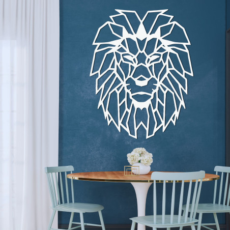 Decorațiune murală din lemn cu siluetă geometrică de leu - LEONIS