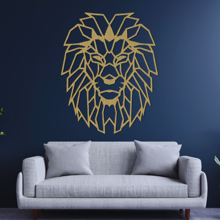 Decorațiune murală geometrică din lemn cu siluetă de leu - LEONIS