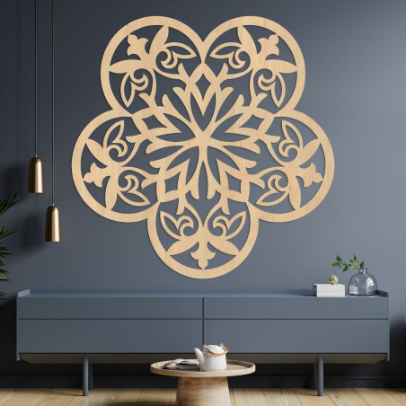 Decor de perete din lemn mandala floare misterioasă - AURELIA